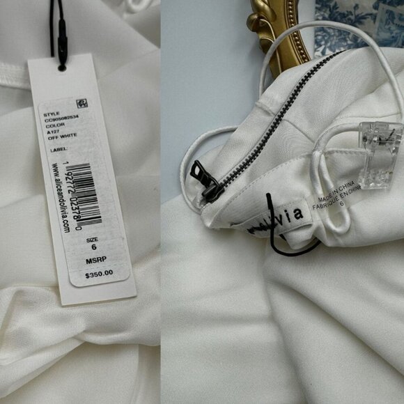 🆕 ALICE + OLIVIA 🧿 NWT Alita Spaghetti Strap Drape Asymmetrical Dress, Sz6 - Picture 14 of 16